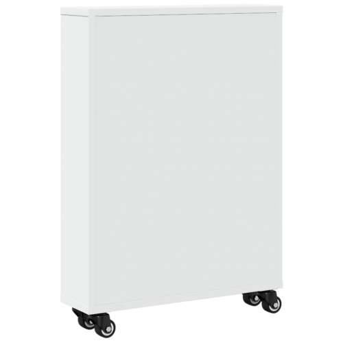 Uska kolica za pohranu bijela 48x13x68 cm od konstruiranog drva - Bijela 1 Cijena