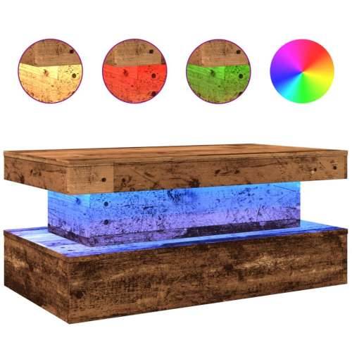 Stolić za kavu s LED svjetlima boja starog drva 90 x 50 x 40 cm - Staro drvo 1 90 cm Cijena