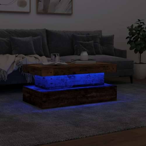 Stolić za kavu s LED svjetlima boja starog drva 90 x 50 x 40 cm - Staro drvo 1 90 cm Cijena