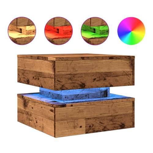 Stolić za kavu s LED svjetlima boja staro drvo 50 x 50 x 40 cm - Staro drvo 1 50 cm Cijena