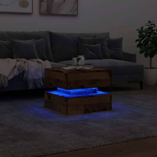Stolić za kavu s LED svjetlima boja staro drvo 50 x 50 x 40 cm - Staro drvo 1 50 cm Cijena