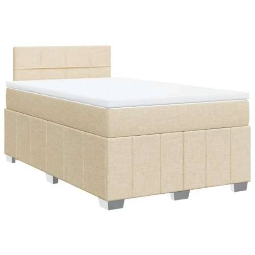 Krevet box spring s madracem krem 120 x 190 cm od tkanine - Krema 120 x 190 cm Blok s kvadratima Cijena