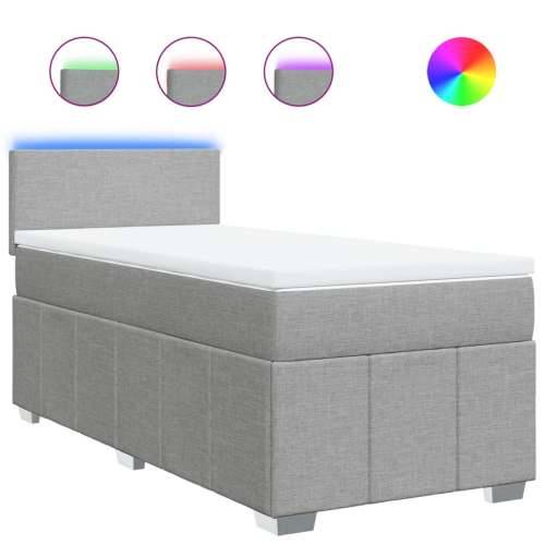 Box spring krevet s madracem svjetlosivi 90x190 cm od tkanine - Svjetlosiva 90 x 190 cm Gladak dizajn Cijena