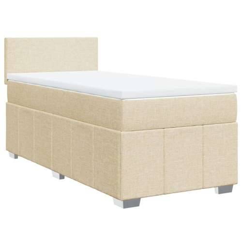 Krevet s oprugama i madracem krem 90 x 200 cm od tkanine - Krema 90 x 200 cm Gladak dizajn Cijena