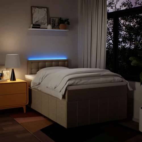 Krevet box spring s madracem krem 120 x 190 cm od tkanine - Krema 120 x 190 cm gumbi Cijena