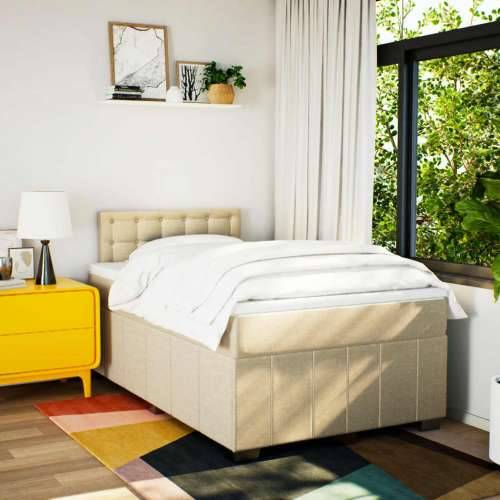 Krevet box spring s madracem krem 120 x 190 cm od tkanine - Krema 120 x 190 cm gumbi Cijena