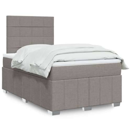 Krevet s oprugama i madracem smeđesivi 120 x 190 cm od tkanine - Sivo-smeđa 120 x 190 cm Blok s kvadratima Cijena