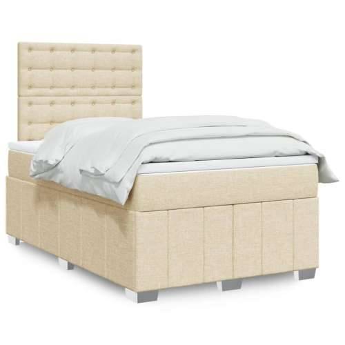 Krevet box spring s madracem krem 120 x 190 cm od tkanine - Krema 120 x 190 cm gumbi Cijena