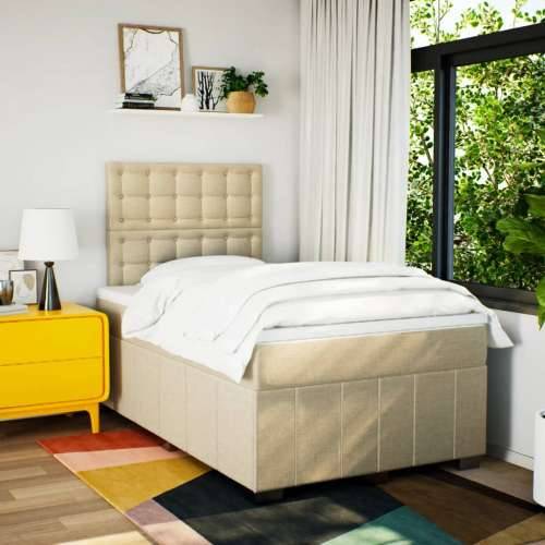 Krevet box spring s madracem krem 120 x 190 cm od tkanine - Krema 120 x 190 cm gumbi Cijena