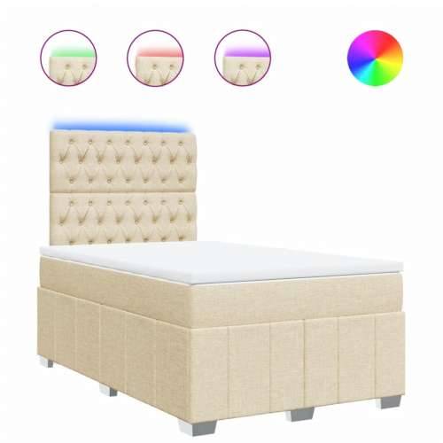 Krevet box spring s madracem krem 120 x 190 cm od tkanine - Krema 120 x 190 cm Dizajn s gumbima Cijena