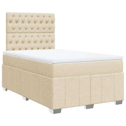 Krevet box spring s madracem krem 120 x 190 cm od tkanine - Krema 120 x 190 cm Dizajn s gumbima Cijena