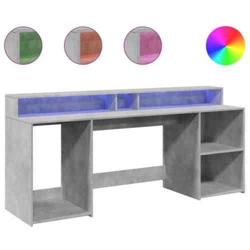 Radni stol s LED svjetlima sivi 200x55x91 cm konstruirano drvo - Beton siva 200 x 55 x 91 cm Cijena