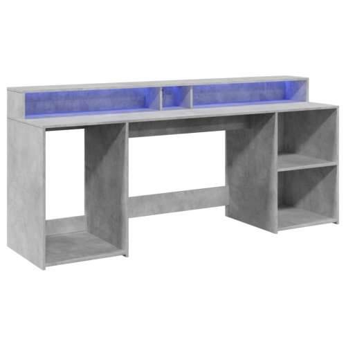 Radni stol s LED svjetlima sivi 200x55x91 cm konstruirano drvo - Beton siva 200 x 55 x 91 cm Cijena