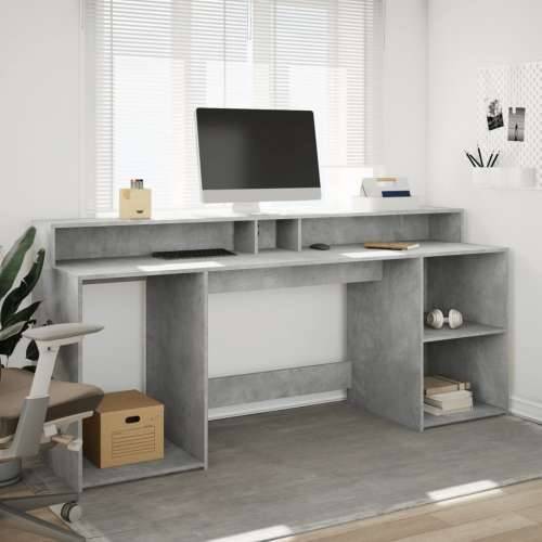 Radni stol s LED svjetlima sivi 200x55x91 cm konstruirano drvo - Beton siva 200 x 55 x 91 cm Cijena