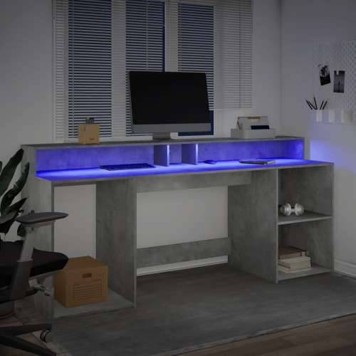 Radni stol s LED svjetlima sivi 200x55x91 cm konstruirano drvo - Beton siva 200 x 55 x 91 cm Cijena