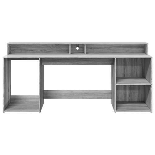 Radni stol s LED svjetlima siva boja hrasta 200x55x91 cm drveni - Sivi hrast sonoma 200 x 55 x 91 cm Cijena