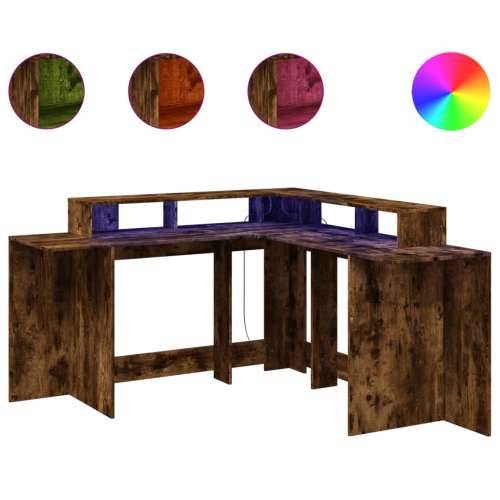 Radni stol s LED svjetlima boja hrasta 152x152x91 cm drveni - Dimljeni hrast 152 x 152 x 91 cm Cijena