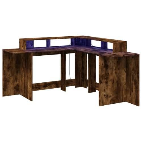 Radni stol s LED svjetlima boja hrasta 152x152x91 cm drveni - Dimljeni hrast 152 x 152 x 91 cm Cijena