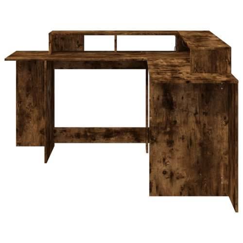 Radni stol s LED svjetlima boja hrasta 152x152x91 cm drveni - Dimljeni hrast 152 x 152 x 91 cm Cijena
