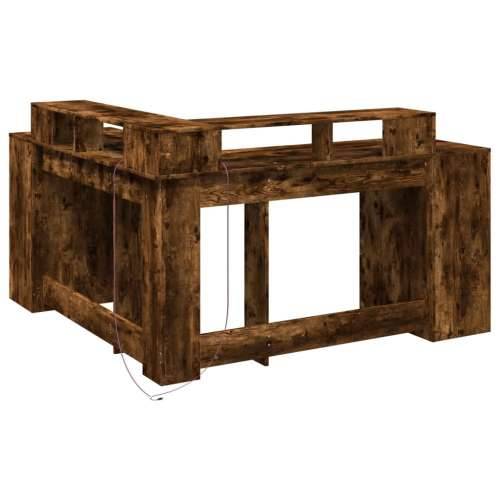 Radni stol s LED svjetlima boja hrasta 152x152x91 cm drveni - Dimljeni hrast 152 x 152 x 91 cm Cijena