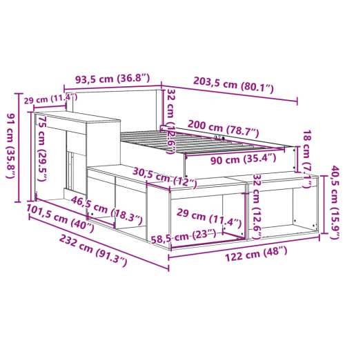 Okvir kreveta bez madraca bijeli 90 x 200 cm masivna borovina - Bijela 90 x 200 cm Cijena