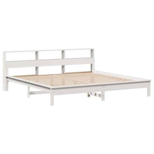 Krevet s regalom z knjige bez madraca bijeli 200x200cm borovina - Bijela 200 x 200 cm Cijena