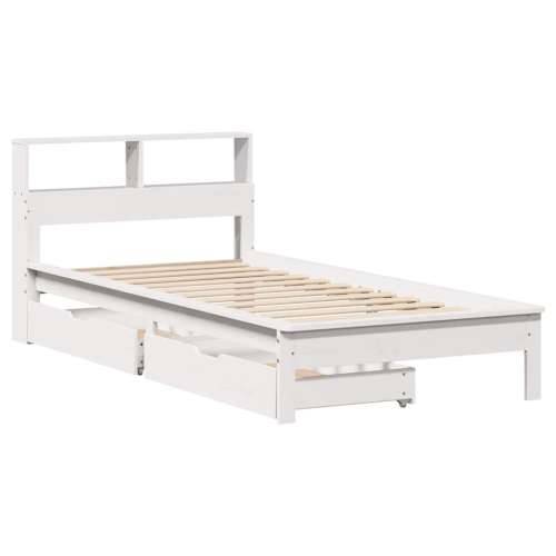 Krevet s regalom za knjige bez madraca bijeli 75x190cm borovina - Bijela 75 x 190 cm Cijena