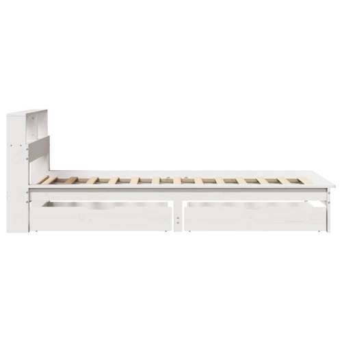 Krevet s regalom za knjige bez madraca bijeli 75x190cm borovina - Bijela 75 x 190 cm Cijena