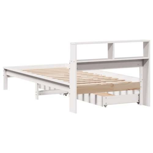 Krevet s regalom za knjige bez madraca bijeli 75x190cm borovina - Bijela 75 x 190 cm Cijena