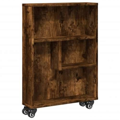 Uska kolica za pohranu boja hrasta 48x13x68cm konstruirano drvo - Dimljeni hrast 1 Cijena