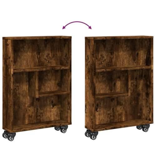 Uska kolica za pohranu boja hrasta 48x13x68cm konstruirano drvo - Dimljeni hrast 1 Cijena
