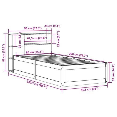 Okvir kreveta bez madraca 90 x 200 cm od masivne borovine - Prirodna 90 x 200 cm Cijena