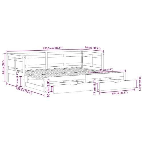 Dnevni krevet na razvlačenje s ladicama bez madraca 90x200 cm Bijela 90 x 200 cm Cijena