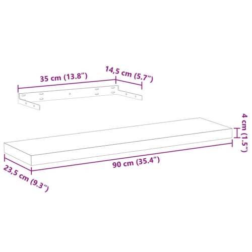 Plutajuća polica 90x23,5x4 cm od konstruiranog drva - 90 x 23.5 x 4 cm 1 Cijena
