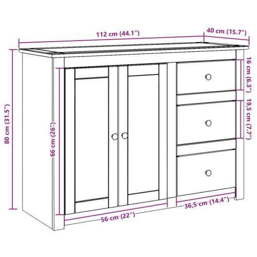 Komoda s ladicama Panama 112 x 40 x 80 cm od masivne borovine Cijena