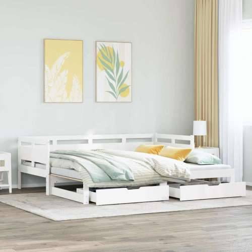 Dnevni krevet na razvlačenje s ladicama bez madraca 90 x 190 cm - Bijela 90 x 190 cm Cijena
