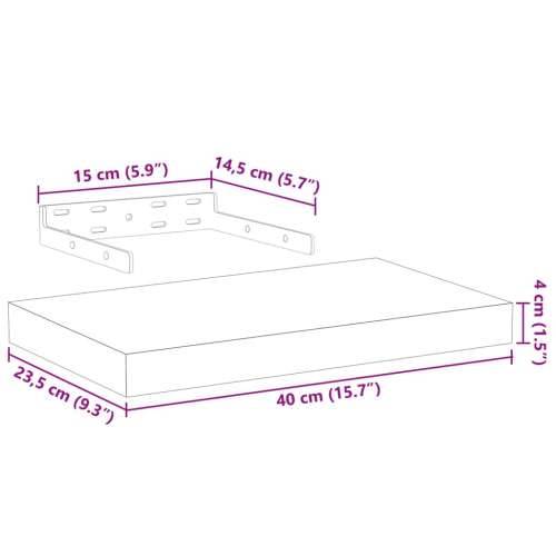 Plutajuće police 4 kom 40x23,5x4 cm od konstruiranog drva - 40 x 23.5 x 4 cm 4 1 Cijena