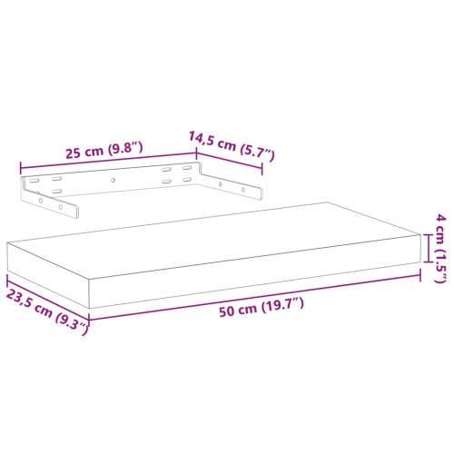 Plutajuće police 2 kom 50x23,5x4 cm od konstruiranog drva - 50 x 23.5 x 4 cm 2 1 Cijena