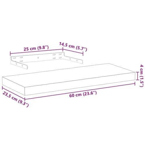 Plutajuće police 4 kom 60x23,5x4 cm od konstruiranog drva - 60 x 23.5 x 4 cm 4 1 Cijena