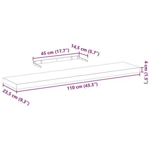 Plutajuće police 4 kom 110x23,5x4 cm od konstruiranog drva - 110 x 23.5 x 4 cm 4 1 Cijena