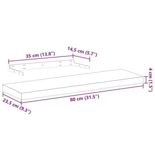 Plutajuće police 4 kom 80x23,5x4 cm od konstruiranog drva - 80 x 23.5 x 4 cm 4 1 Cijena