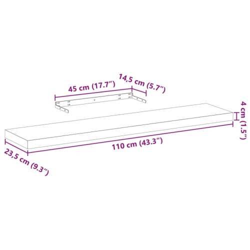 Plutajuće police 2 kom 110x23,5x4 cm od konstruiranog drva - 110 x 23.5 x 4 cm 2 1 Cijena