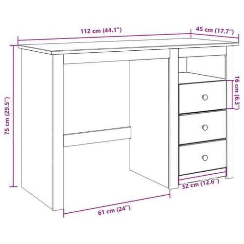 Radni stol Panama 112 x 45 x 75 cm od masivne borovine Cijena