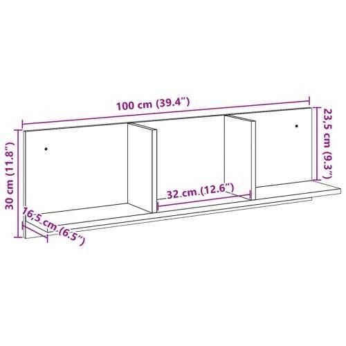 Zidni ormarić boja hrasta 100x16,5x30 cm od konstruiranog drva - Sivi hrast sonoma 100 x 16.5 x 30 cm 1 Cijena