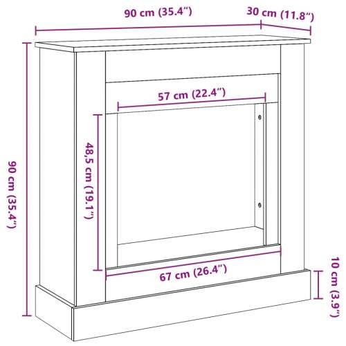 Okvir za kamin boja hrasta 90x30x90 cm od konstruiranog drva Dimljeni hrast Cijena