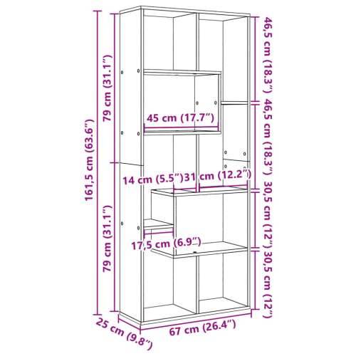 Pregrada / regal za knjige boja hrasta 67x25x161,5 cm drveni - sonoma hrast 1 Cijena