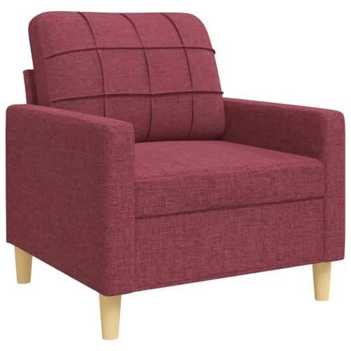 4-dijelni set sofa s tabureom crvena boja vina od tkanine - boja crnog vina S osloncem za noge Cijena