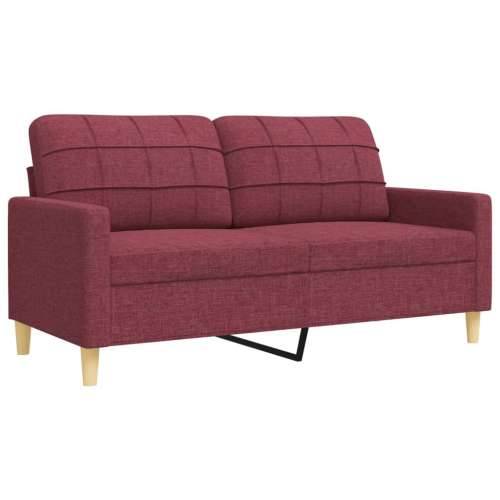 4-dijelni set sofa s tabureom crvena boja vina od tkanine - boja crnog vina S osloncem za noge Cijena
