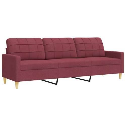 4-dijelni set sofa s tabureom crvena boja vina od tkanine - boja crnog vina S osloncem za noge Cijena