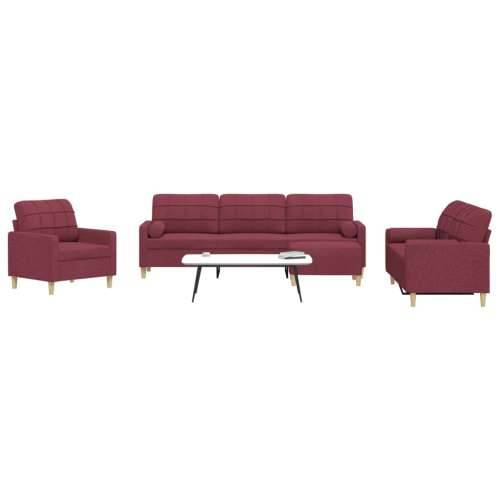 4-dijelni set sofa s tabureom i jastucima boja vina tkanina - boja crnog vina s jastucima i tabureom Cijena
